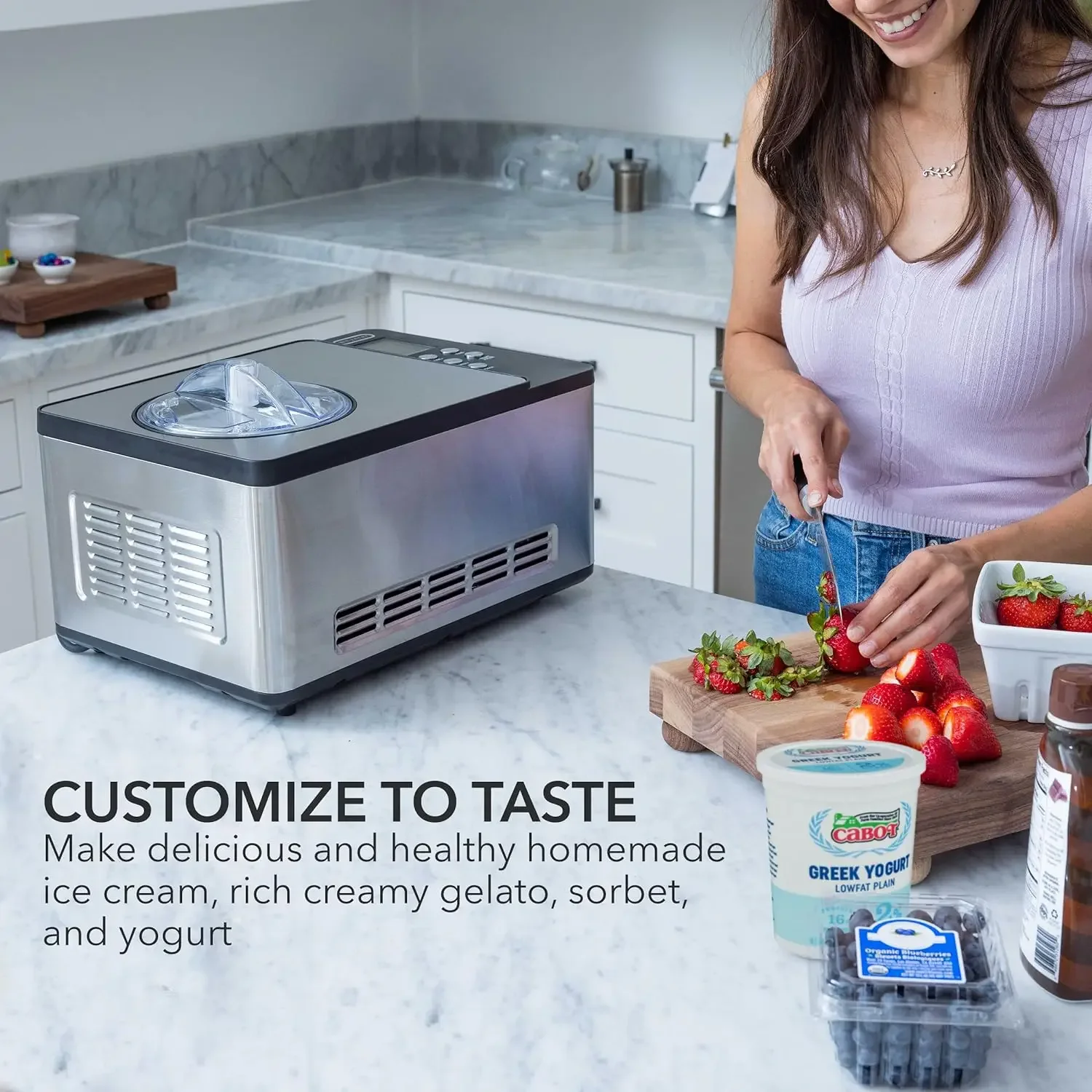 Whynter ICM-220SSY Automatic 2 Quart Capacity Stainless Steel Bowl & Yogurt Function, Built-in Compressor