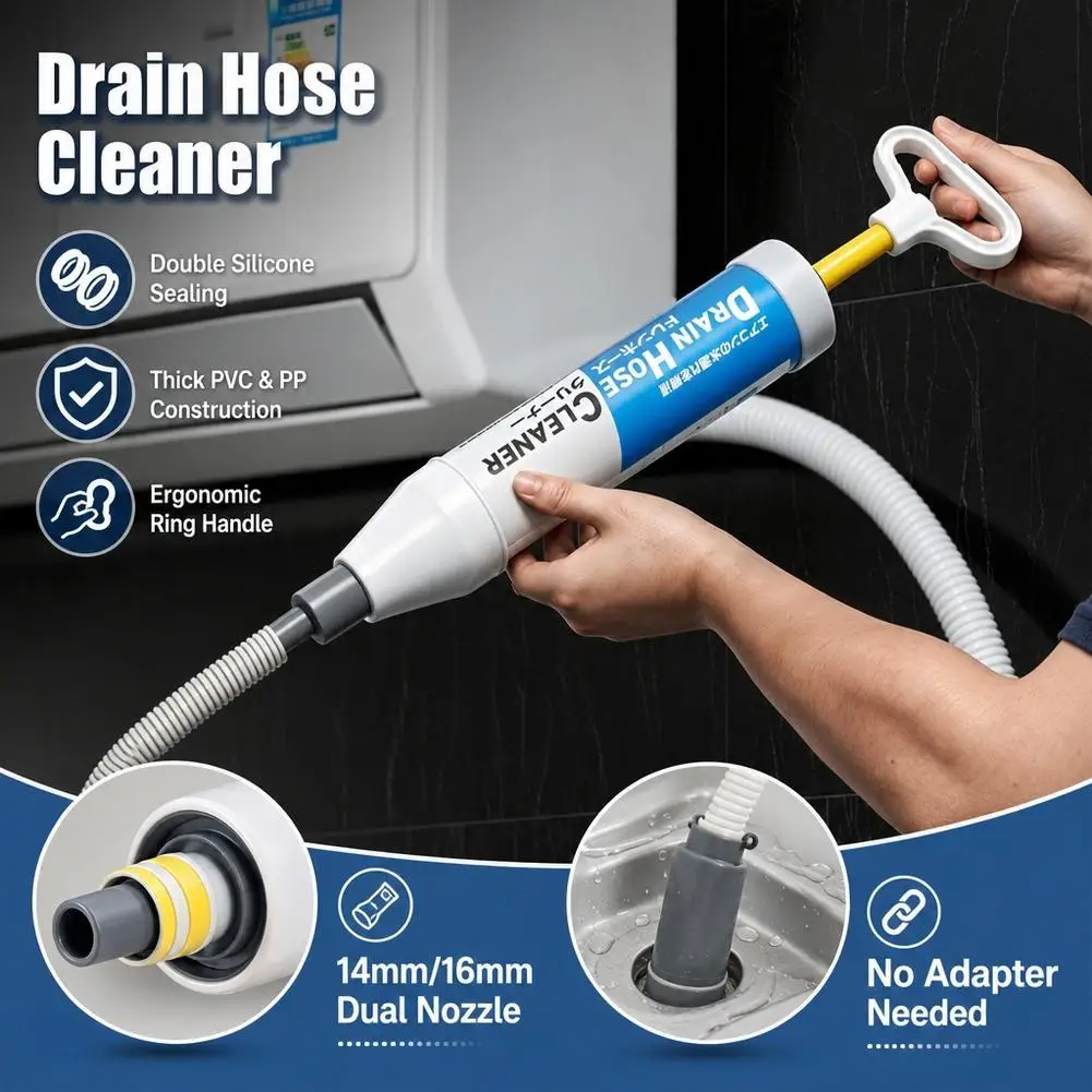 Manual Drain Hose Cleaner Tool HVAC Drain Unclogger for Home Indoor AC Unit Clog Removal Water Leakage Fix Wet Dry