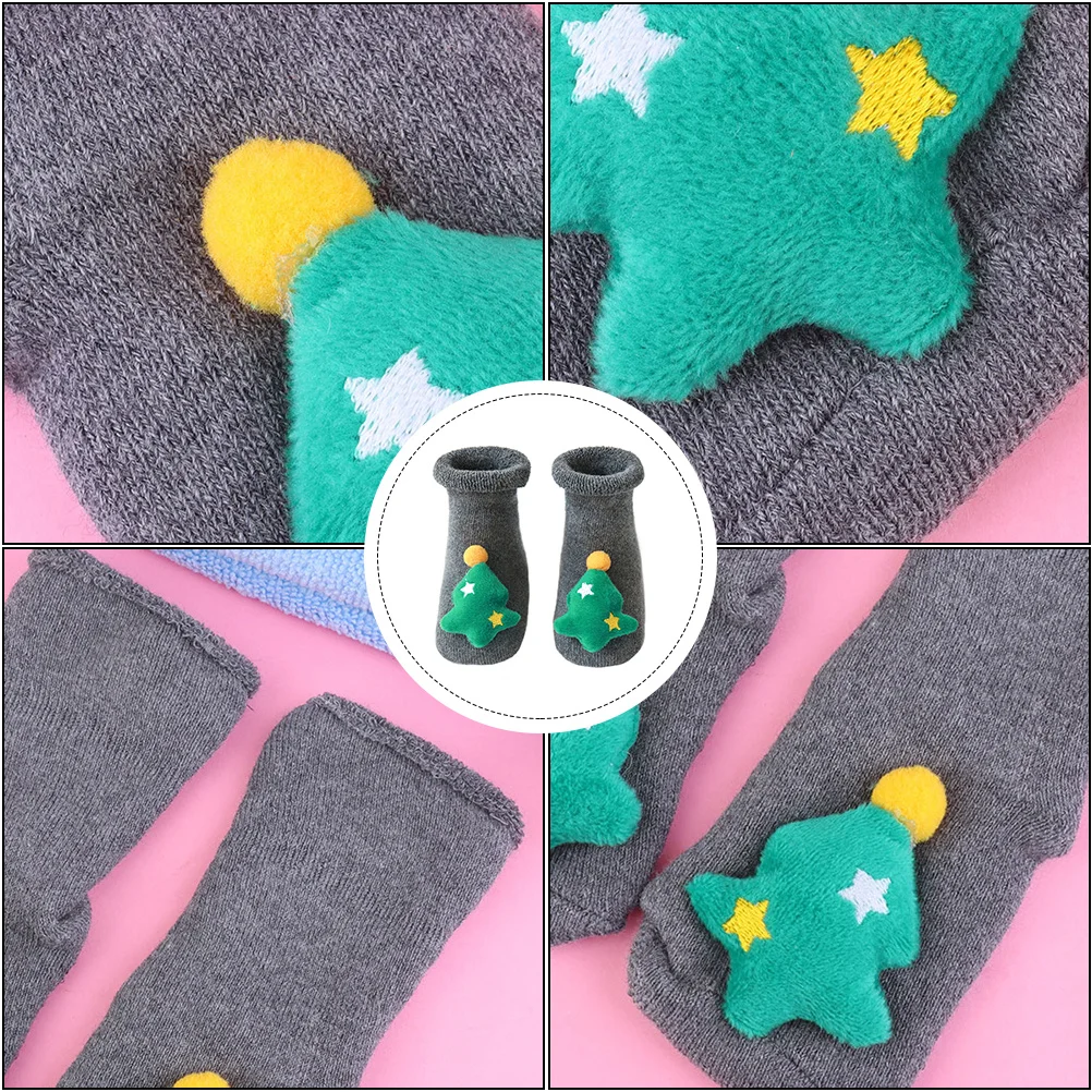

1Pair Christmas Sock Cute Baby Socks Soft Cotton Non-Slip Adorable Holiday Gift for Toddler Breathable Skin-Friendly