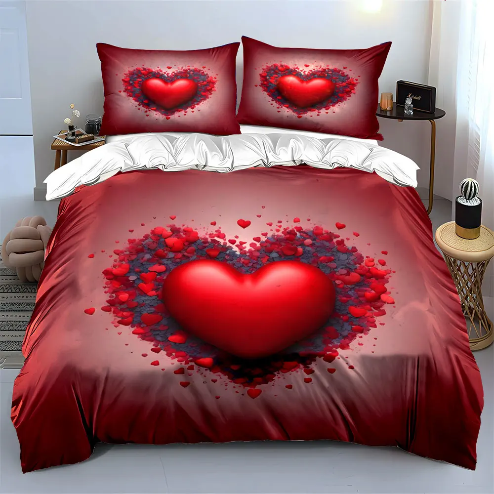 

Romantic Heart-Shaped Item Set kid's and adults' bedroom decor, Exquisite three-piece bedding set gift