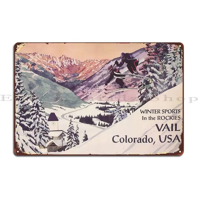 Vail Colorado Vintage Travel Poster Metal Plaque Garage Plaques Wall Mural Cinema Personalized Mural Tin Sign Poster