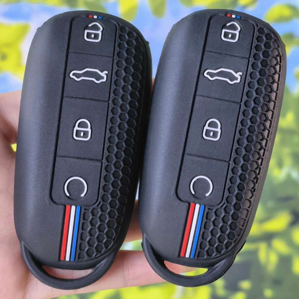 4 Buttons Silicone Key Cover, Honeycomb Racing Stripe for Chery Omoda C7 7 SHS Phev 2025 2026, nice car interior accessory