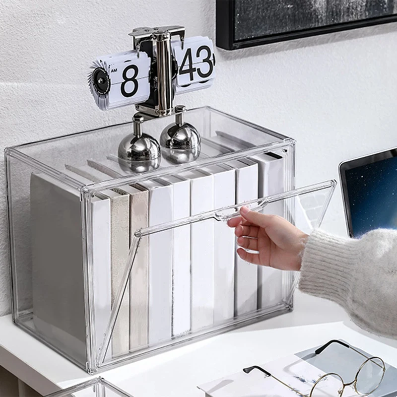 Органайзер для хранения кошелька, прозрачная акриловая коробка для сумочки, штабелируемый органайзер для сумок с магнитной дверью