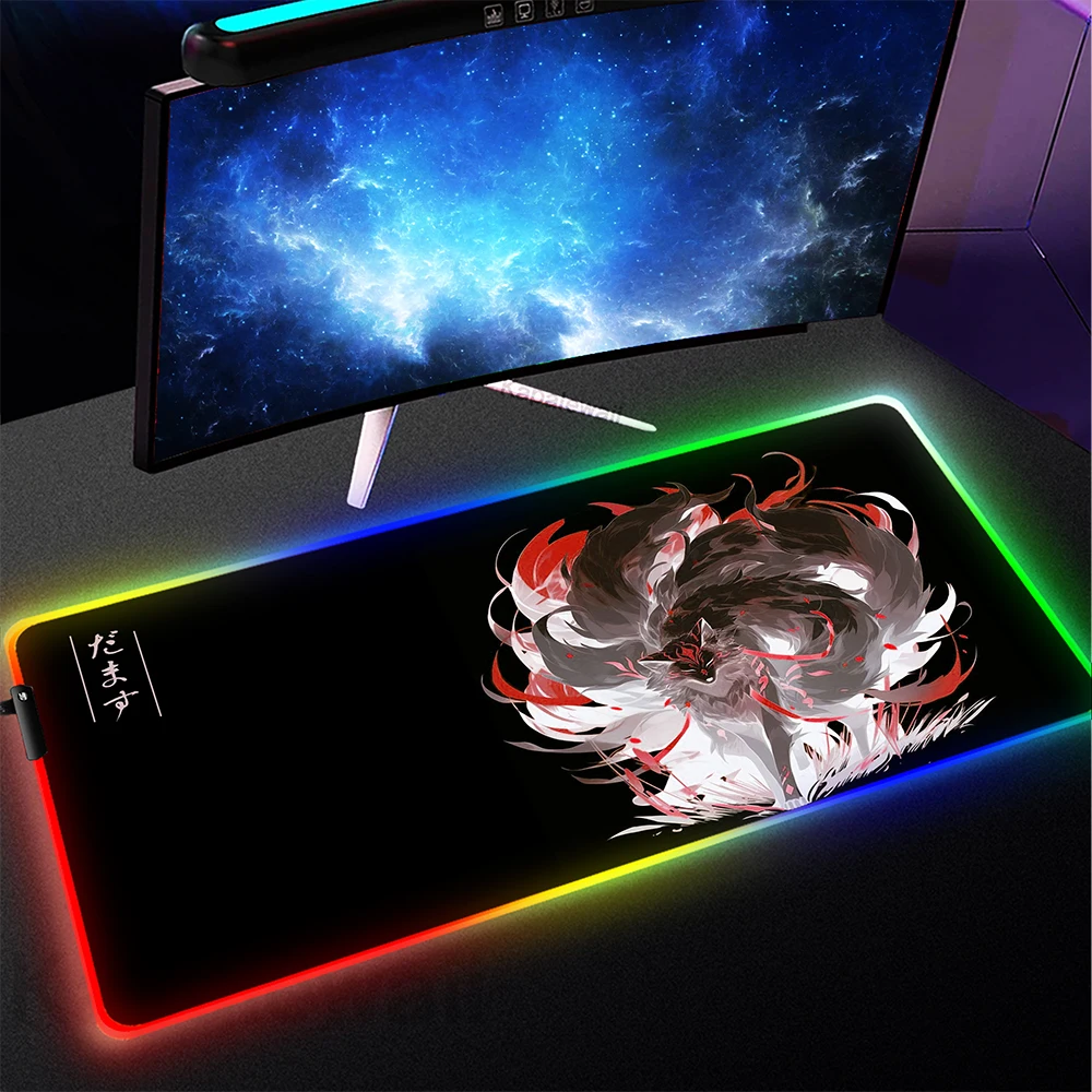 Dragon Gaming Mouse Pad RGB Large Game Mousepad LED Desk Mat Keyboard Pads Backlit Table Mat Anime 90x40cm Gamer Big Mouse Mats