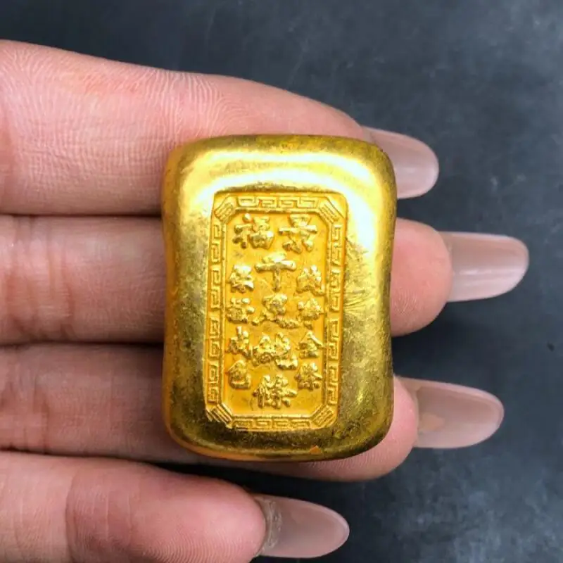 China Collects Antique Solid Gilded Exquisite Relief Gold Nuggets Handles Piece and Modern Exquisite Handicrafts