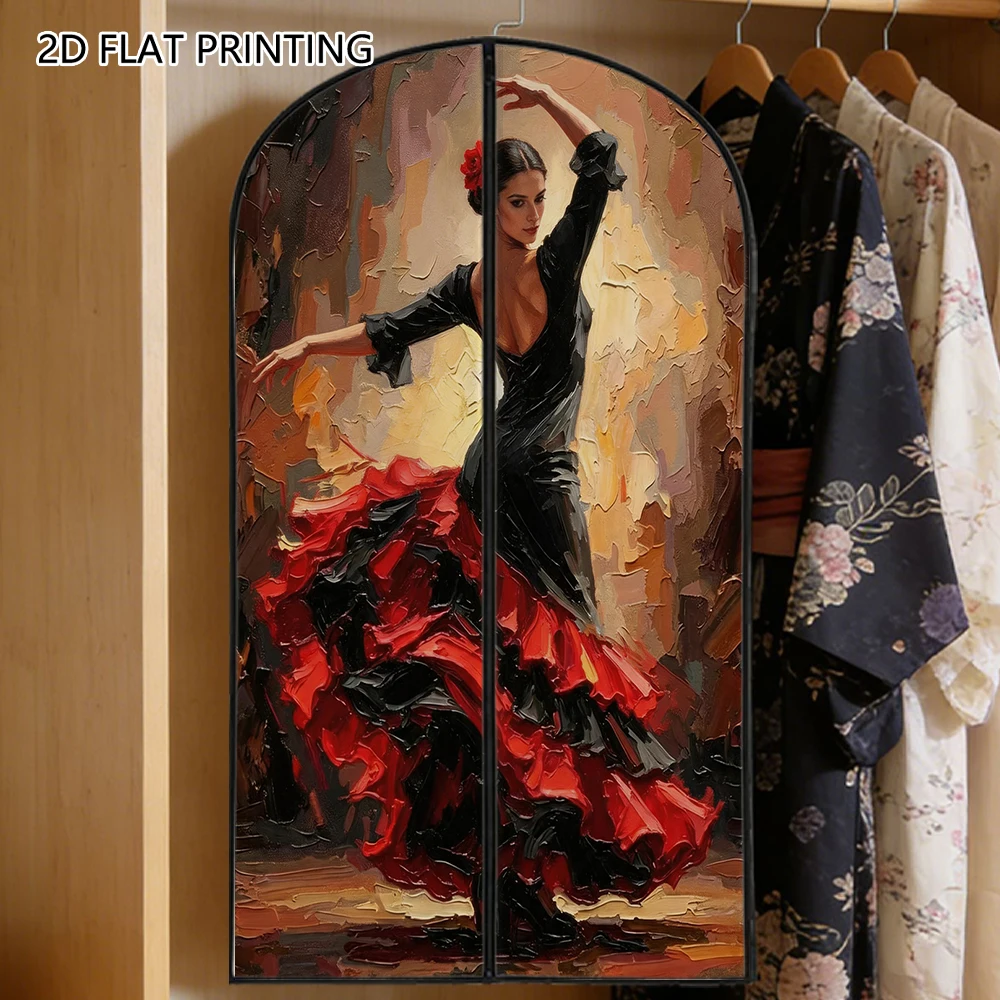 1pc flamenco dancer Compressed Dust Cover Clothes Compression Hanging Storage Bag Household Wardrobe Organizer