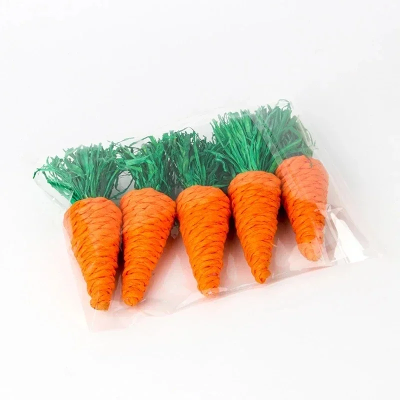 

New Bunny Chew Toy for Teeth Cleaning Natural Hay Treat Grass Carrot Toys for Rabbit Chinchilla Hamster Play