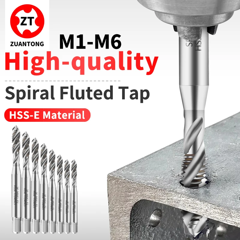 

ZUANTONG 1SET HSSE-M35 Spiral Fluted Tap M1-M6 White/TC50/TIN/TICN Coating Screw Thread Tap 1SET=8PCS：M1 M1.2 M1.6 M2 M3 M4 M5M6