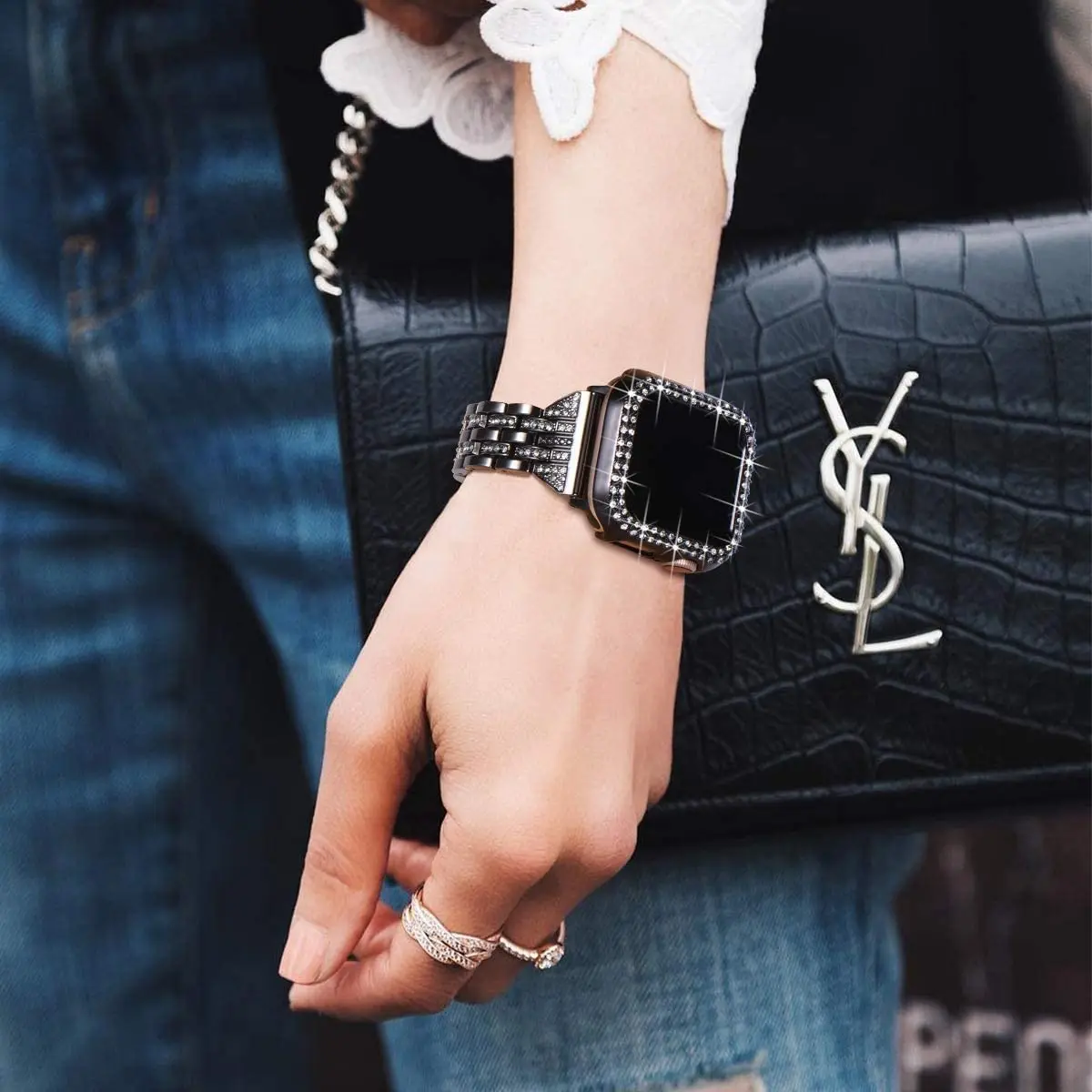 Diamond Cover For Apple watch Case Series 10 9 8 7 6 5 SE Ultra 49mm 42mm 46mm 44mm 45mm 40 41mm Protector PC Bumper protective