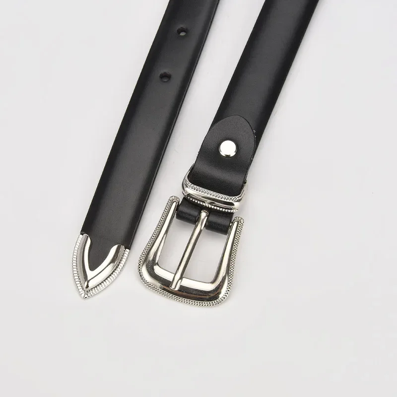 Fashion Trend Women\'s Cowhide Belt Simple Versatile Coat Accessories Girdle Retro Goth Luxury Design Double Pin Buckle Waistband