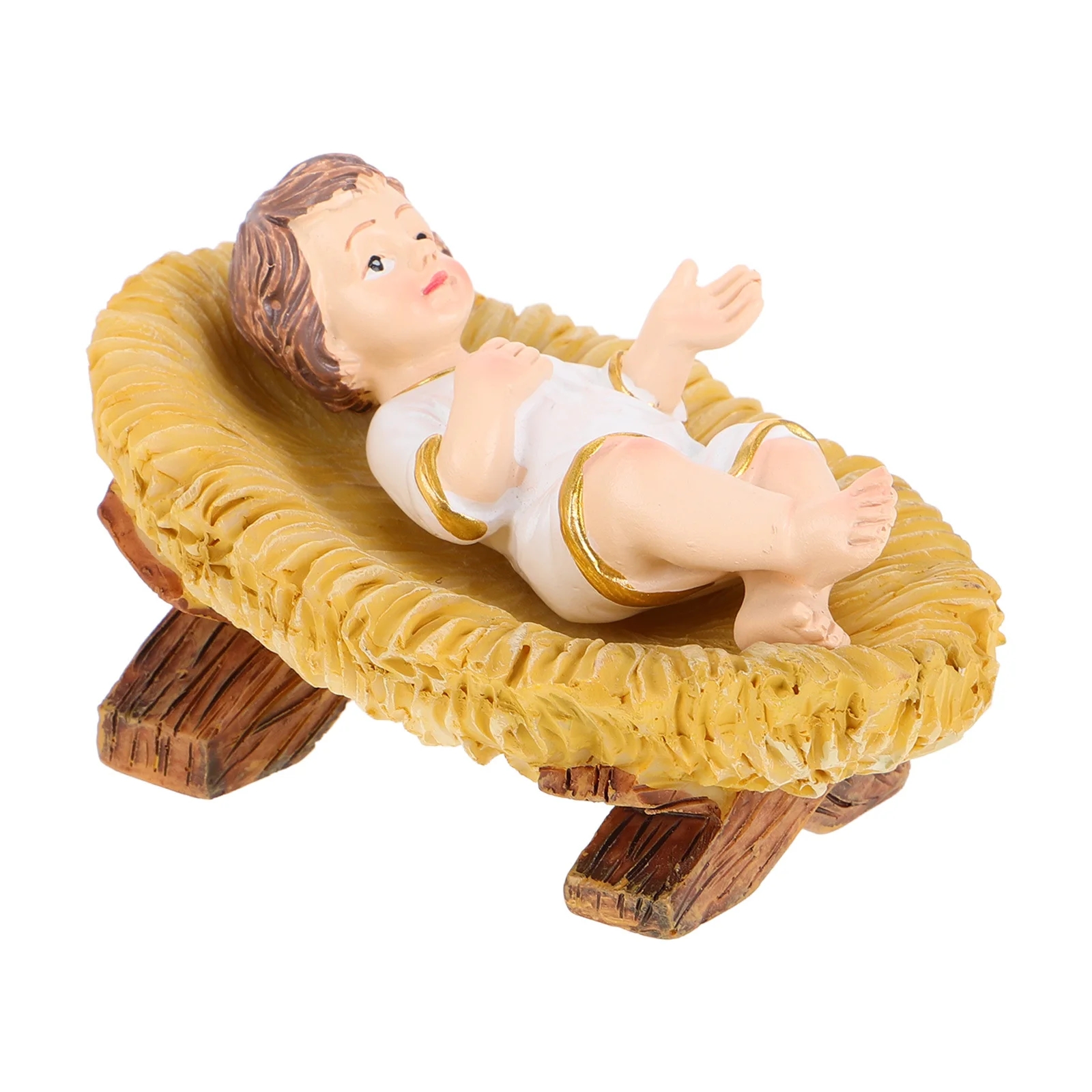 

Jesus Sculpture Resin Craft Manger Christmas Desktop Decoration Religious Statue for Home Jesus Sculpture