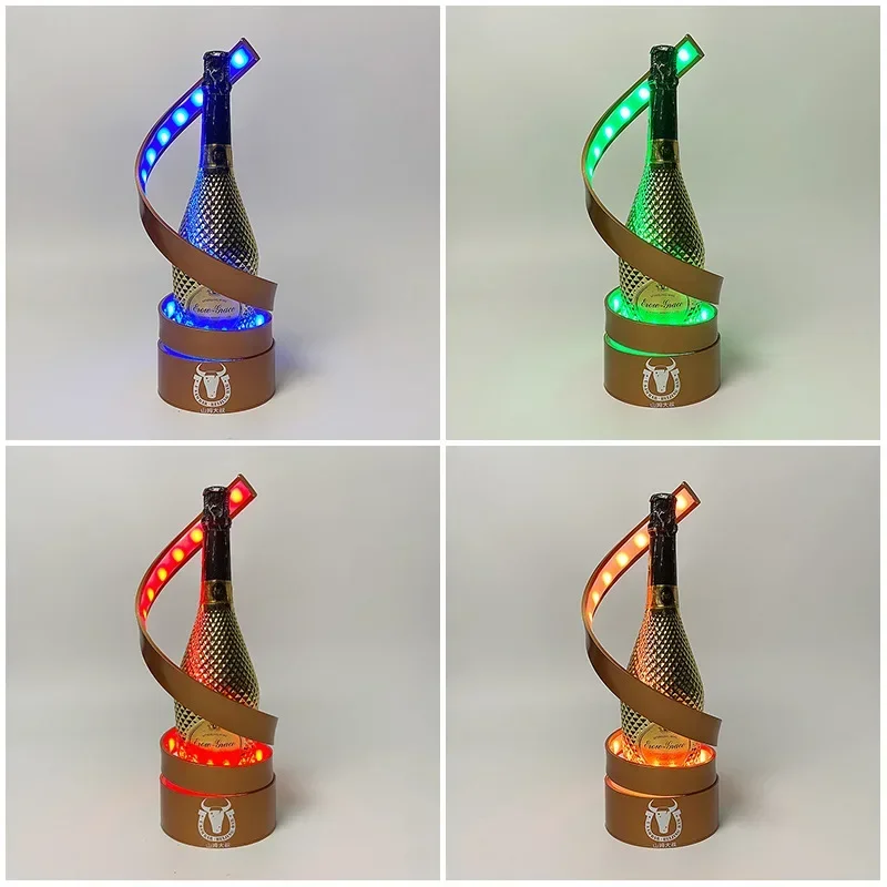 Colorful luminous spiral ribbon wine bar night LED luminous wine supplies KTV champagne foreign wine display stand
