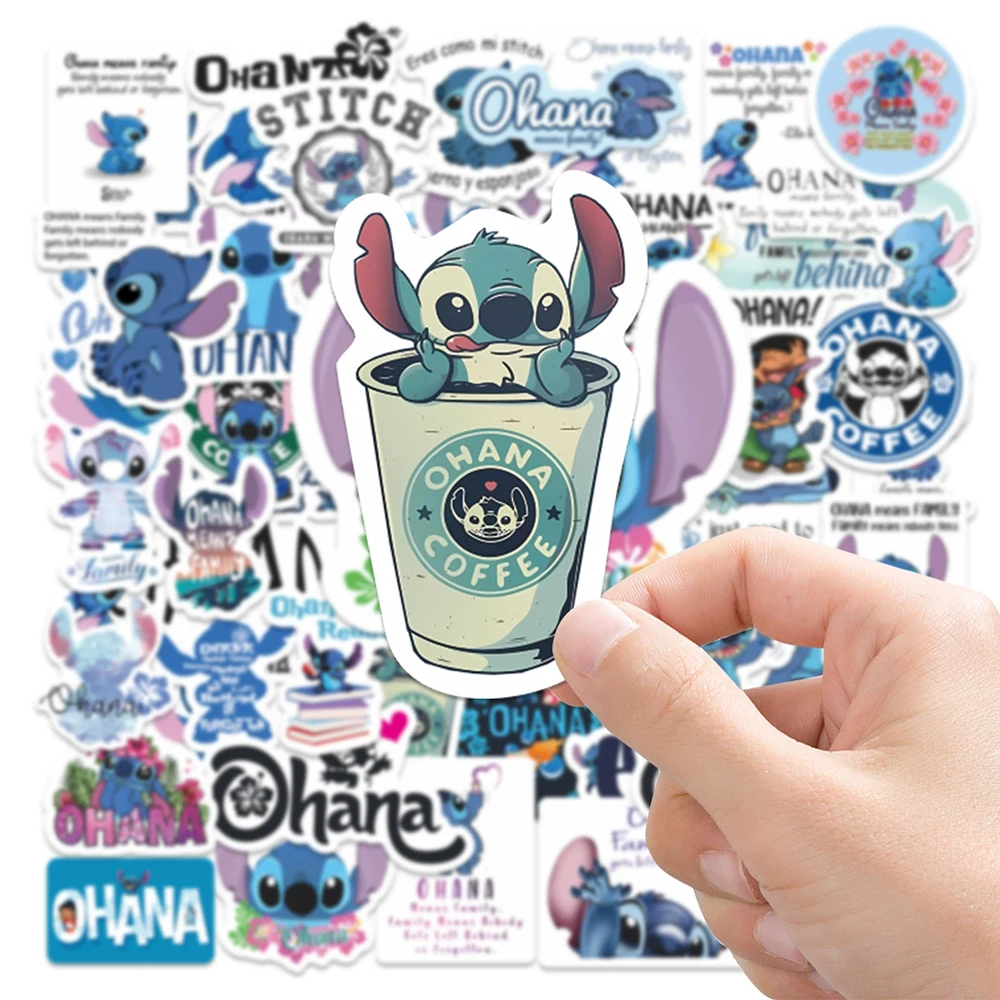 

10/30/50pcs Disney Anime Ohana Stitch Cartoon Stickers Aesthetic Waterproof DIY Skateboard Laptop Luggage Cute Sticker Kids Toys