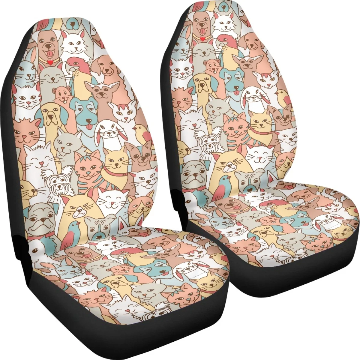 Autos itz bezüge Set Unisex niedlich bunt Cartoon Hund Muster weich Auto Front Set Universal Fit Fahrzeug LKW Van Auto Zubehör