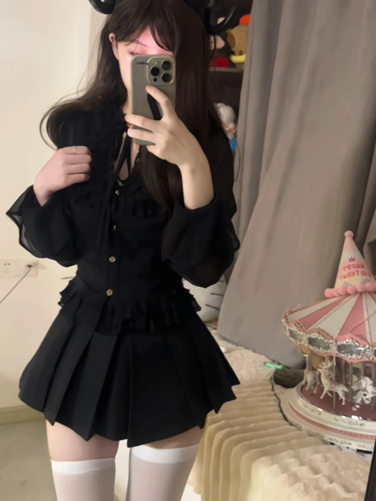 

Утягивающий комплект из двух предметов, женская летняя моя солнцезащитная юбка с v-образным вырезом на пуговицах и блузка, сексуальный Sle