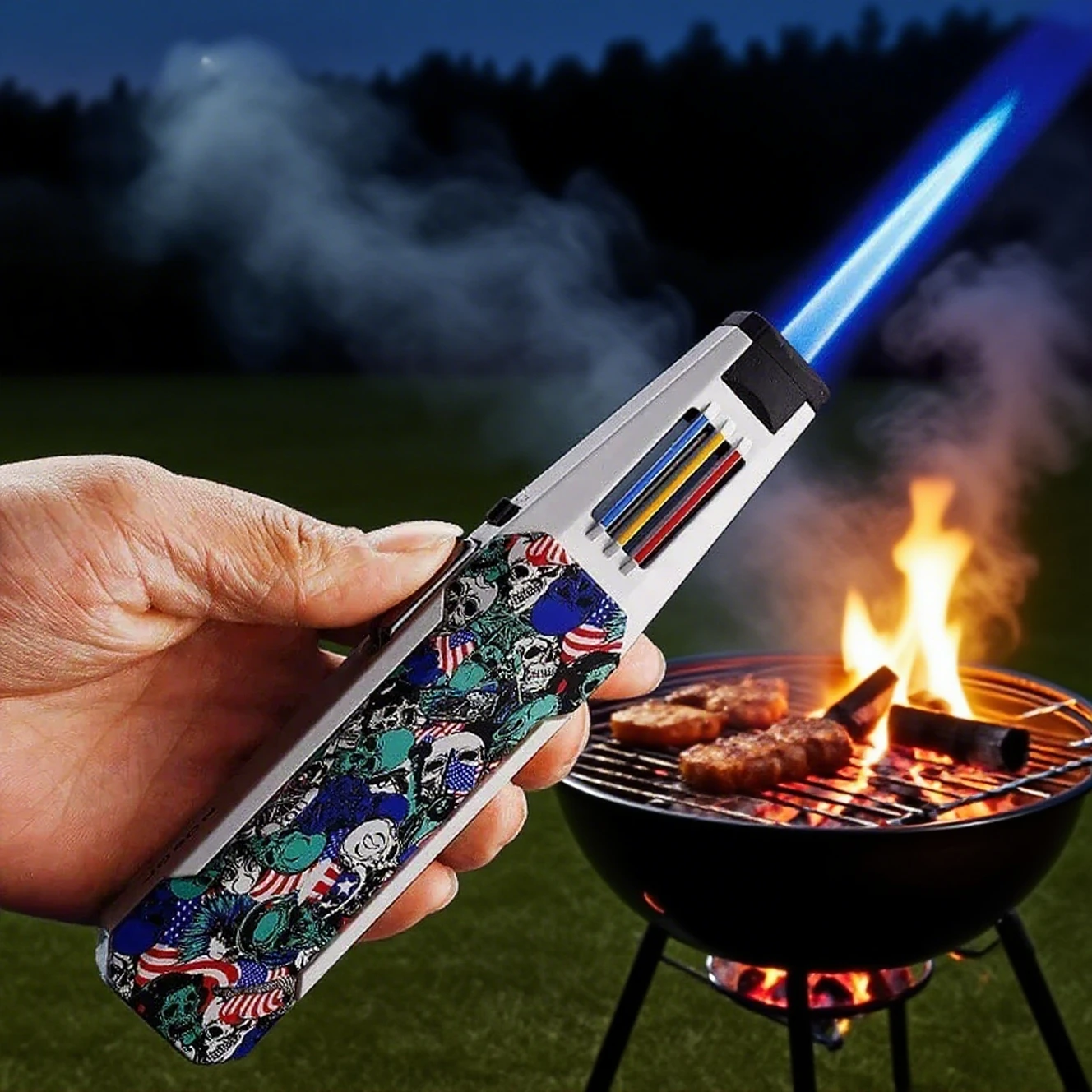 

JOBON straight pen high-power spray gun butane gas windproof lighter barbecue igniter tool cigarette lighter metal welding