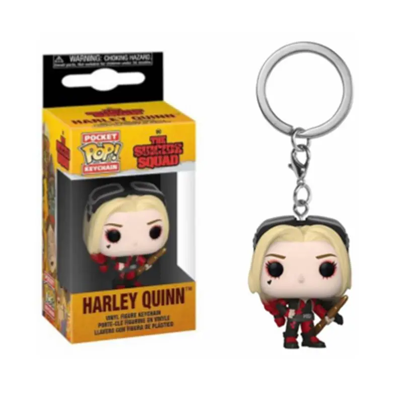 FUNKO POP Movies Suicide Squad The Joker Harley Quinn King Shark Keychain Toy Action Figure Collection Toys for Kids with Box view 5