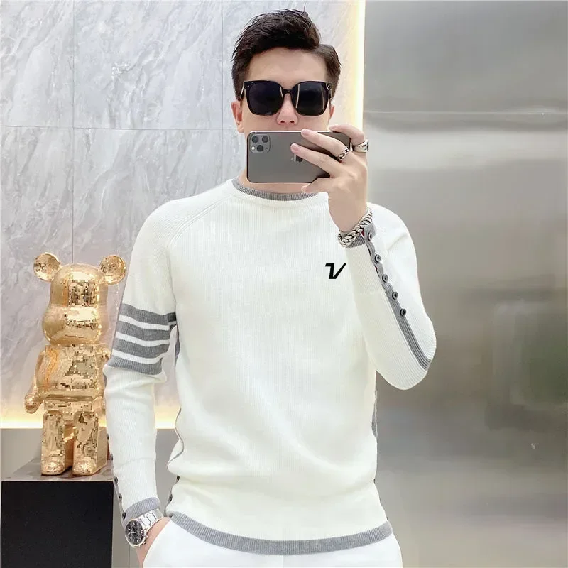 

2025 Spring New Korean Authentic Golf Sweater Men's Golf Wear Golf Knit Fashion Round Neck Golf Jumper Men's Golf Clothing