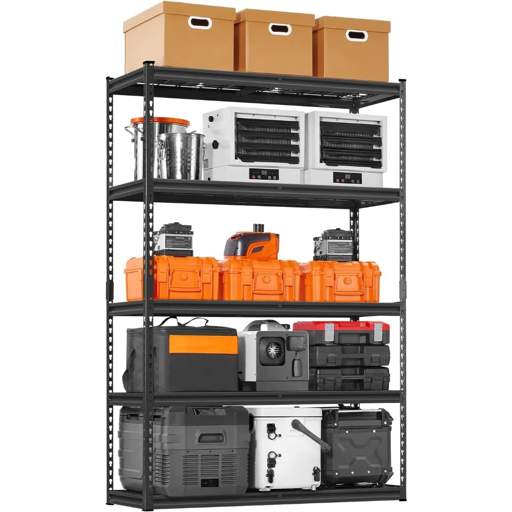 

Storage Shelves, 2500 lbs, 5 Tier Heavy Duty Garage Shelving, 18" D x 48" W x 72" H Adjustable Metal Shelves for Industrial She
