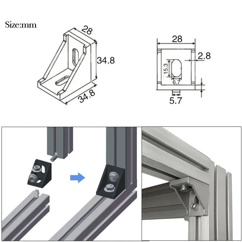 20 Pcs Aluminum Connector Set Bracket Fastener Aluminum Profile Accessories 3030 Corner Fitting Angle Connector Fasten Screws