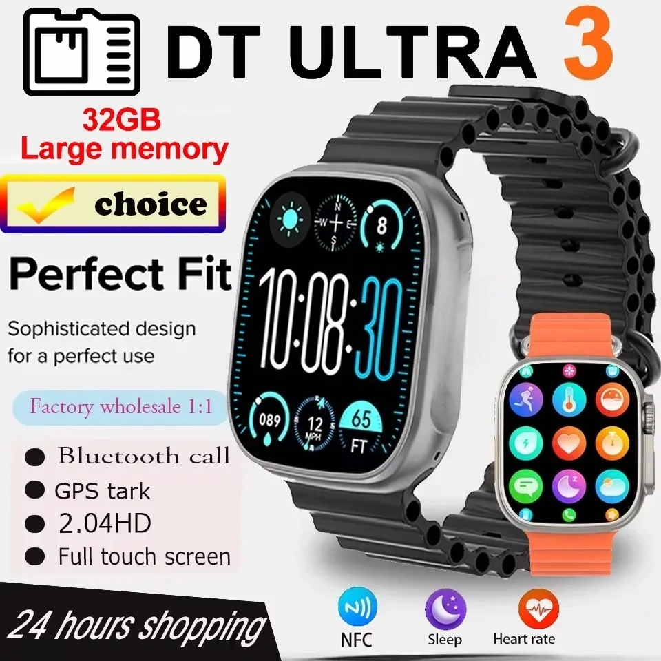جديد DT Ultra 3 Pro Google Map NFC Smart Watch 32G ذاكرة موسيقى فيديو بلوتوث مكالمة مقاومة للماء ساعة ذكية لنظام Android iOS #1