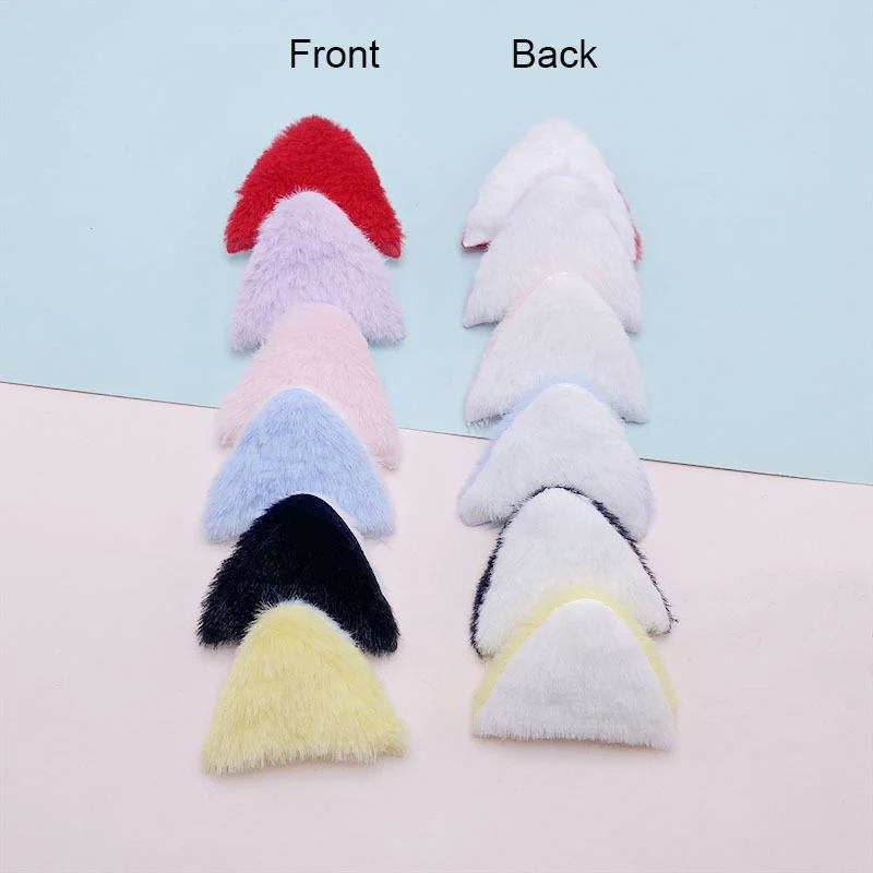 24Pcs 4CM Two Side Two Color Felt Cat Ear Padded Appliques For Children Hat Sewing Headband Hair Clip Accessories Patches