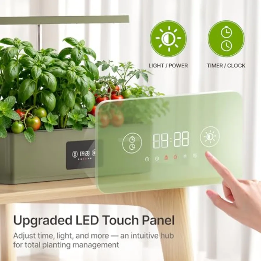 Compact Hydroponics Growing System Premium Kitchen Countertop Kit — Dimmable 24W Grow Light Plus Timer