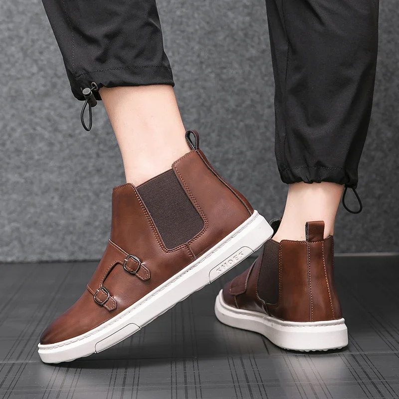 جديد أسود مزدوج مشبك الراهب تشيلسي أحذية للرجال أحذية فلكنيز أحذية رياضية برونو رجال الأعمال حجم 38-46 #5