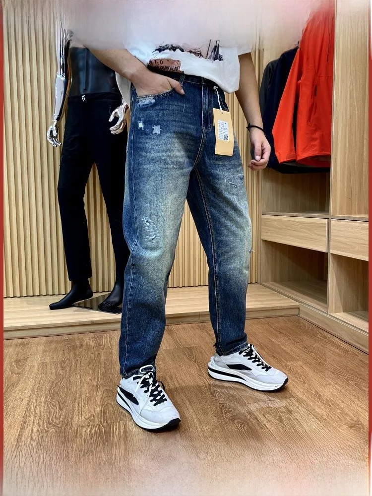   Celana Jeans Pria Longgar dengan Kaki Lurus Kasual Denim Trendy Musim Gugur Kedatangan Baru Celana Panjang Remaja Nyaman Dipakai