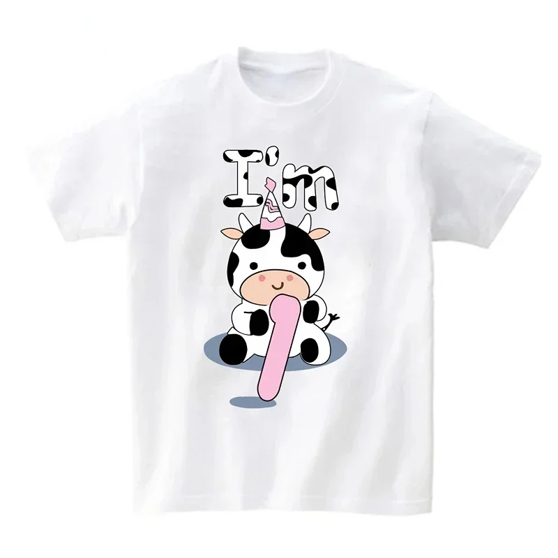 Family Look Mommy and Me Clothes Matching Summer Cow Printing Family Clothing Mother Daughter Son Father Kids T-shirt