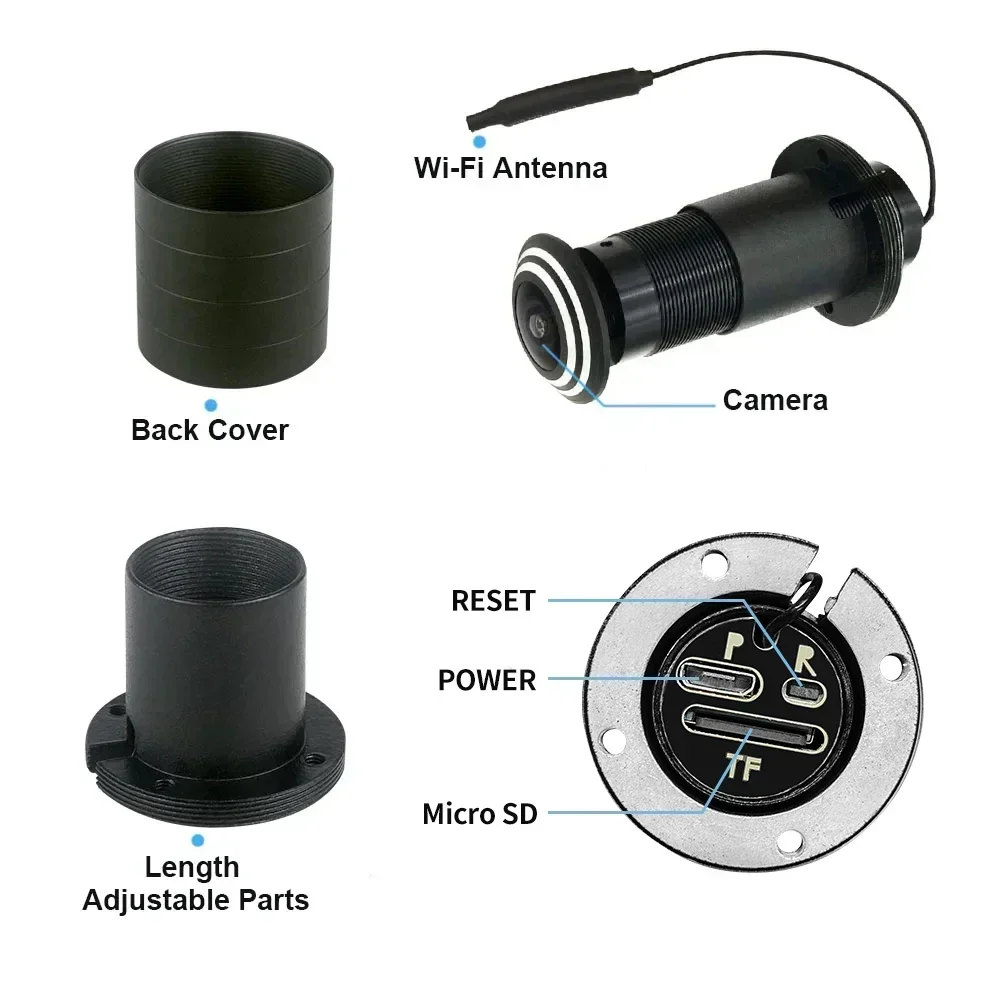 Tuya APP Smart Video Peephole 2MP Wifi Cam Motion Detection Door Viewer Video-eye Wireless Two-way Audio Home Security Camera