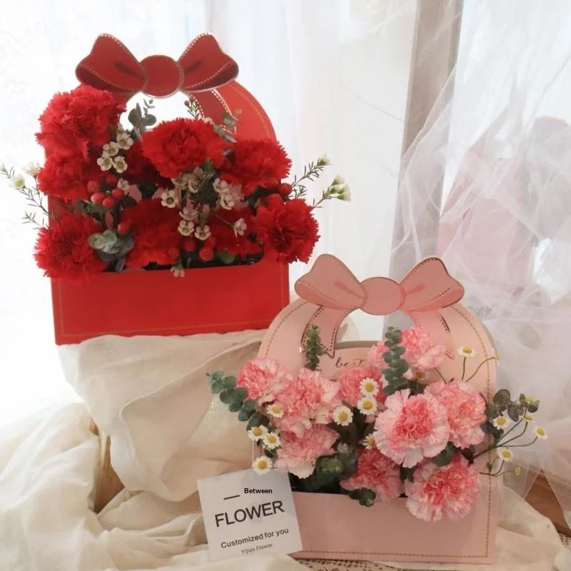 

2Pcs Portable Flower Basket Rose Flower Wrapping Box Gift Bag For Wedding Birthday Christmas Party Flower Bouquet Decor Supplies