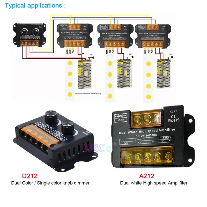 5 В ~ 24 В 30 А WW CW двухцветный контроллер светодиодной ленты CCT регулятор яркости, двойной белый высокоскоростной Усилитель мощности ретранслятор сигнала