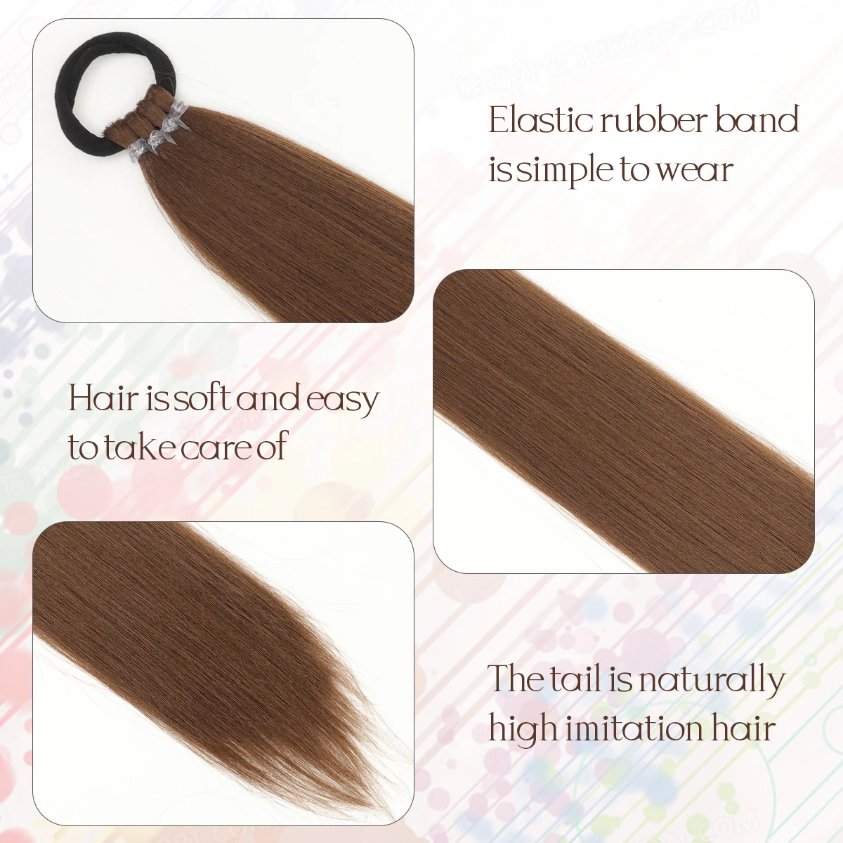Braid DIY Ponytail Extensions Synthetic With Hair Tie Wrap Around Hair Braid Extensions Tail Rubber Band Hair Ring 28 Inch Ombre