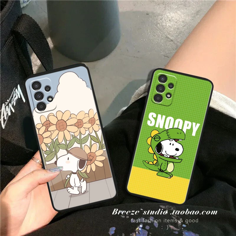 Anime Snoopy Cute For Samsung A90 A80 A70S A60 A50S A40 A30S A20E A20S A10S A03 A02 A2 Silicone Black Phone Case