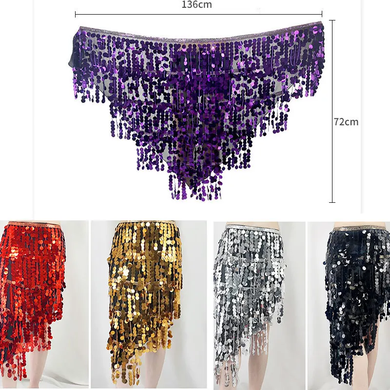 النساء الترتر الرقص الشرقي طويل وشاح الورك شرابات كرنفال زومبا تنّورة ملفوفة الهذيان الزي الحفل حزام خصر زي عربي