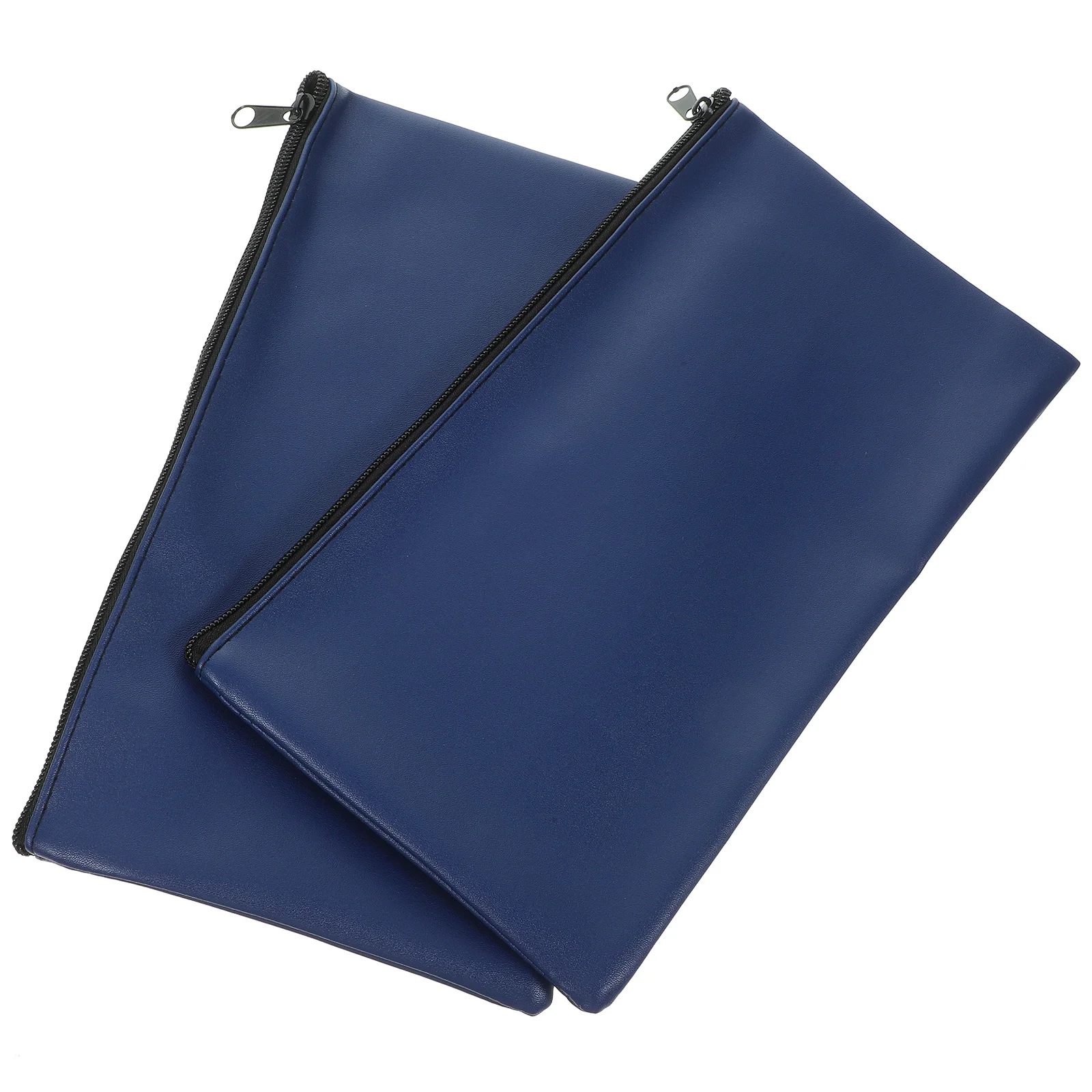 2pcs Pu Cash Bag For Receipts Money Organizer Zippered Pencil Pouch Storage Holder For Travel Work Documents Budgeting