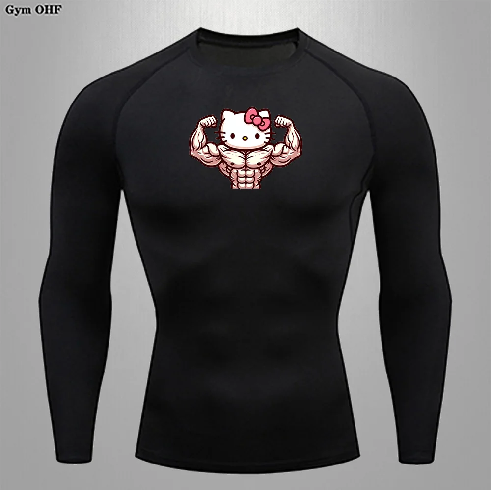 Shirts For Men Cartoon Themed GYM Rash Guard Boxing Running Top Breathable Casual Stylish Sweatshirt Slim-fit Jujitsu Bottoming