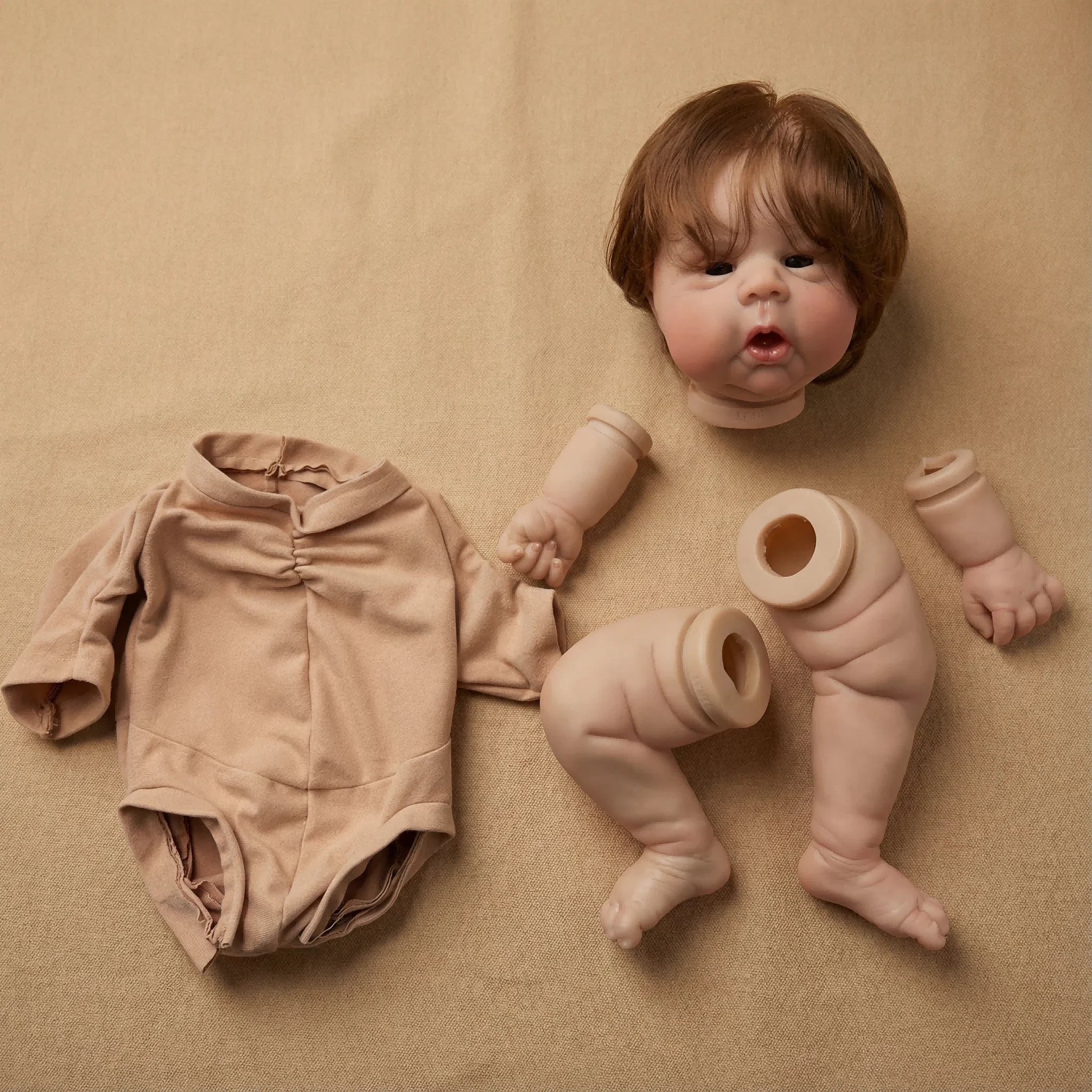NPK 22inch Gounchi Reborn Doll Kits Complete with Hand Rooted Hair And Cloth Body
