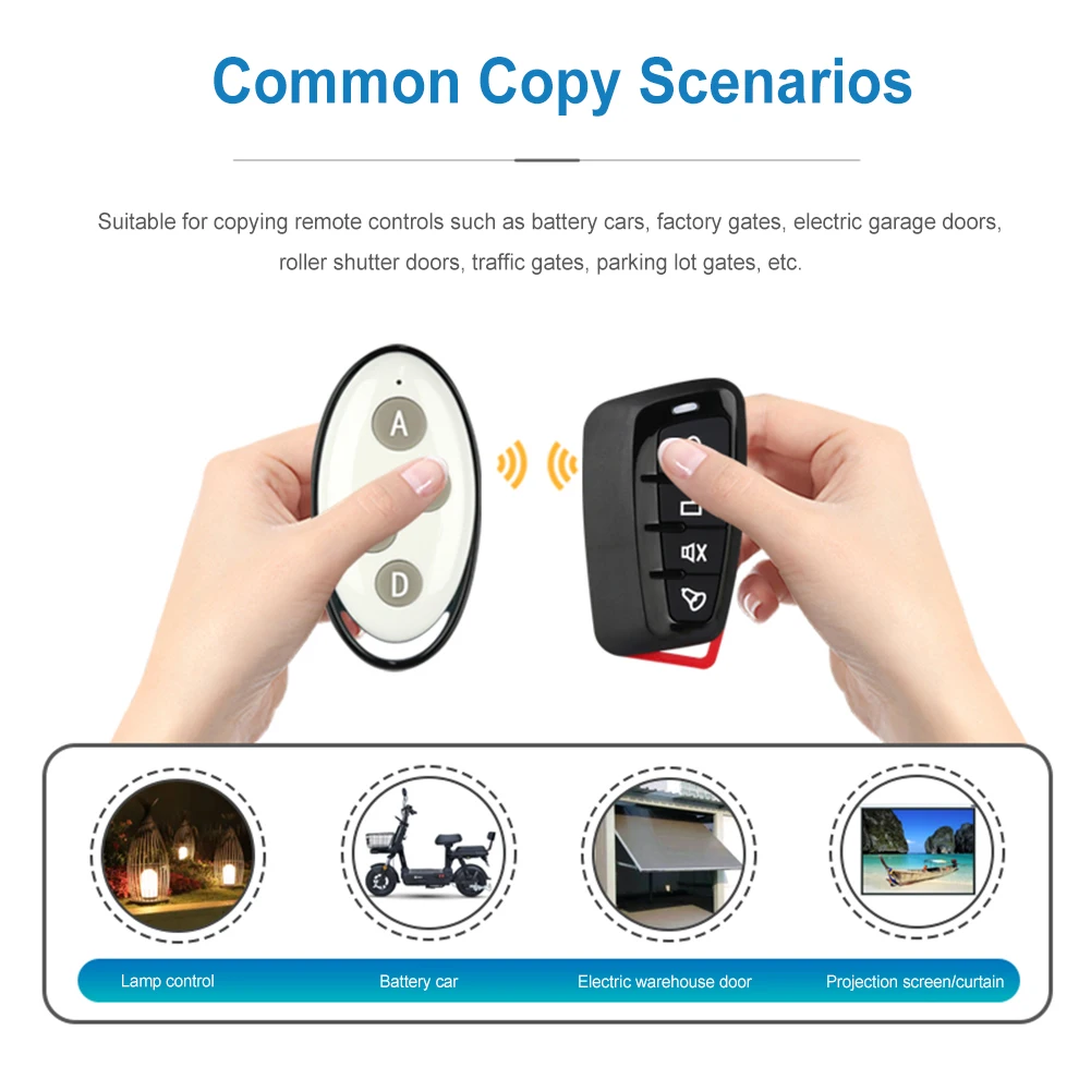 315 MHz/433 MHz Remote Control Duplicator Wireless Learning Code 4 Button Gate Opener Remote Duplicator Remote for Garage Door