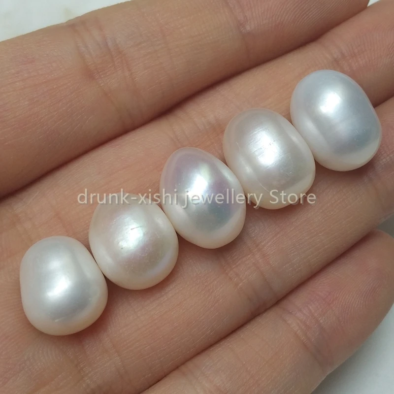 

Huge 5 Pcs 12x10mm Natural South Sea Genuine Real White Loose Pearl Half Drilled, DIY Earrings Pendant Ring, Free Shipping