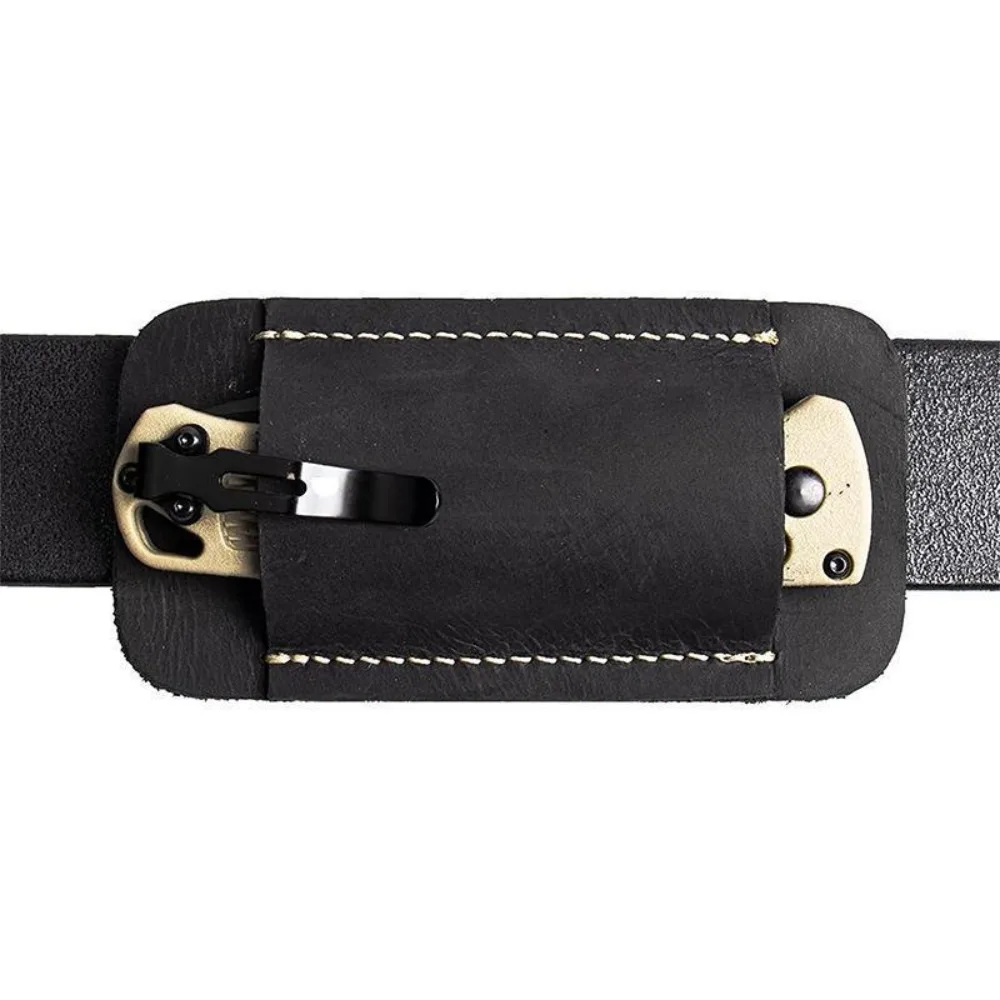 PU Leather  Folding Knife Case Outdoor Tactical Bag Flashlight Storage Waist Bag For Camping Hiking And Other Outdoors 1 Pcs