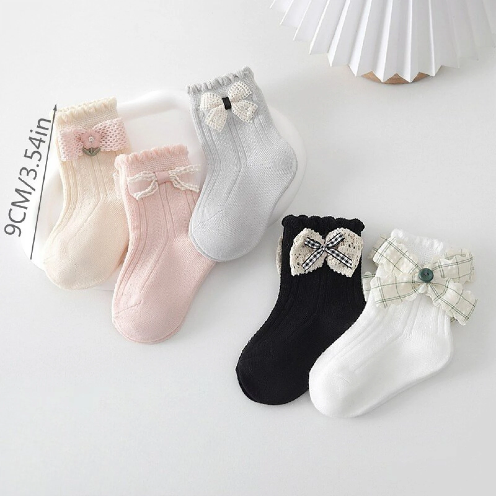 0-5Years Little Girl Socks with Bows Breathable Soft Dress Socks for Summer Spring