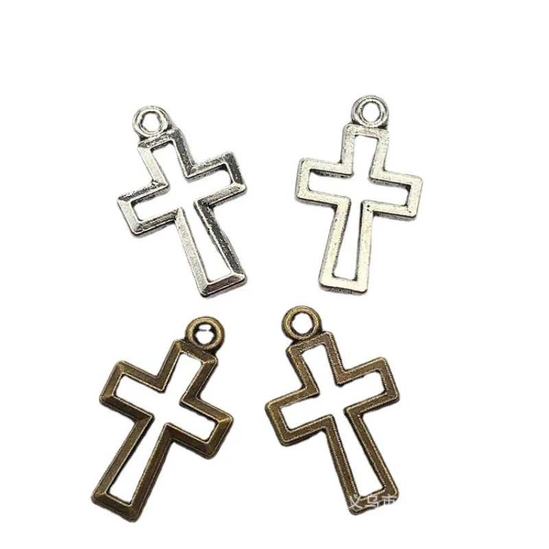 Factory Direct Sales 100Pieces diy Ornament17mmHollow Cross Pendant Earrings Necklace Clothing Material Pendant