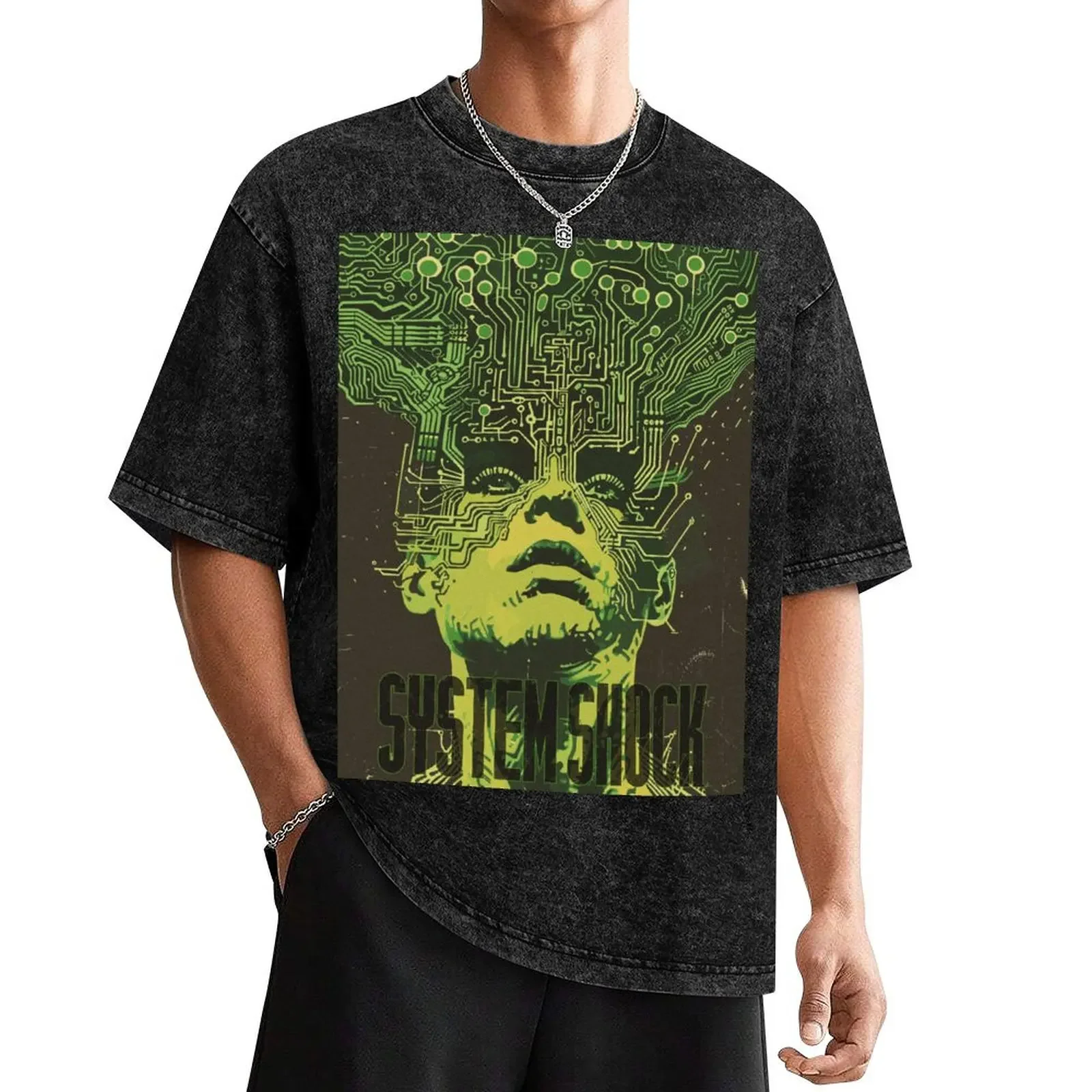 Retro System Shock Fanart T-Shirt quick drying for a boy graphics t shirt men