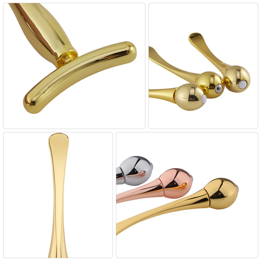 1 set 1 set dubbelvormig gezichtsmasker lepel oogmassage stok voor gezicht huidverzorging draagbare schoonheid scoop glad metalen gereedschap