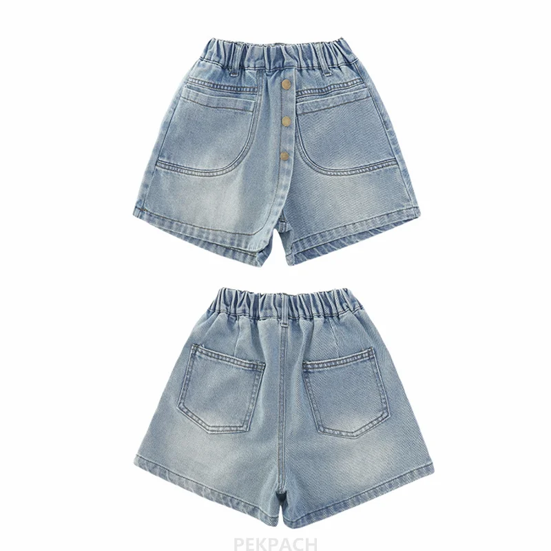 

Stylish Kids Denim Culotte Skirt with Shorts for Teens Girl High Fashion Street Summer Child Protective Shorts Under the Skirt