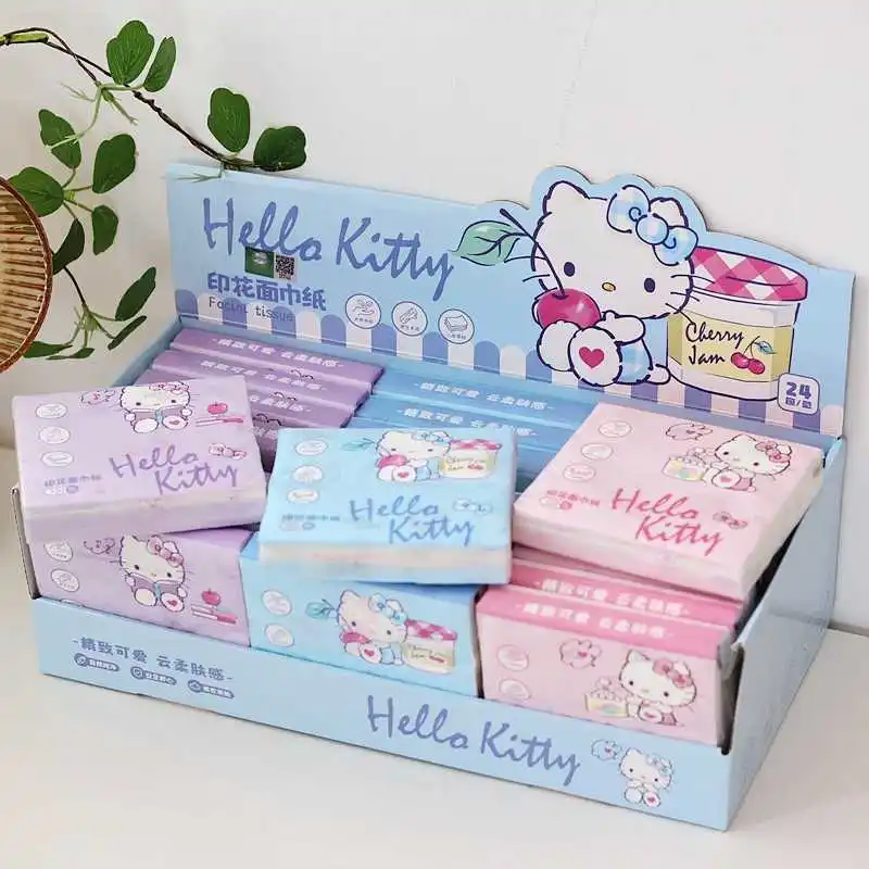 Nuovo disponibile Hello Kitty tessuto per il viso cartone animato stampato piccola borsa di carta velina per un facile trasporto acqua assorbire ammorbidire la pelle