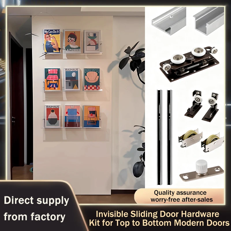 Summit Invisible Trackless Full Height Hanging Sliding Door System Silent Two Way Buffer Hardware Accessories For Wooden Doors