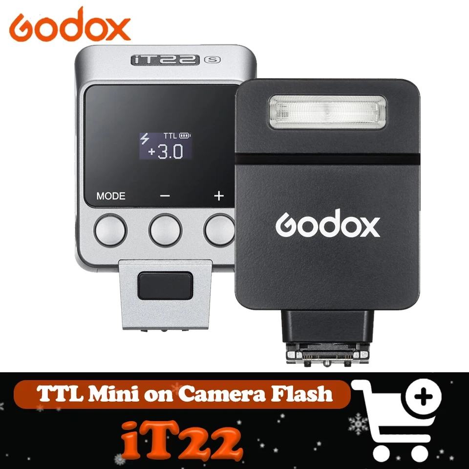 

Вспышка Godox iT22 TTL Mini Flash с временем перезарядки 1,5 с, совместимая с камерами Sony, Fuji, Canon, Nikon, Olympus